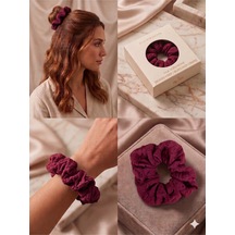 Bürümcük Dokulu Kumaş Hacimli Scrunchie Lastik Toka Farklı Renk Seçenekli Kırmızı