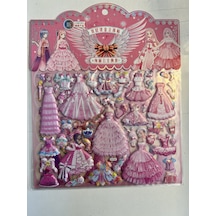 Sticker Prenses Elbise Giydirme Etkinlik Oyunu 2 Kartela Birden Model12