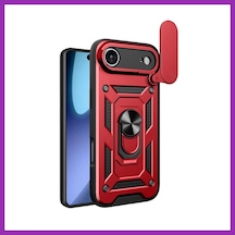 Bezos İphone 17 Air Uyumlu Pars Lens Yüzüklü Silikon - Kırmızı Bty