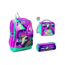 Coral High Unicorn 23758 İlkokul Sırt Çantası + Beslenme Çantası + Kalem Kutusu 3'lü Set