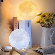 3d Ay Mom Sarı Renk Gece Lambası Stand Hediyeli