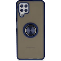 Samsung Uyumlu Galaxy A22 Kılıf Montreal Yüzüklü Silikon Kapak Lacivert