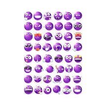 48 Adet Mor Komik Emoji Sticker Seti - Etiket Seti Scrapbook Bullet Journal