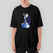 Nirvana Kurt Cobain Galaksi Oversize Siyah Tişört Siyah