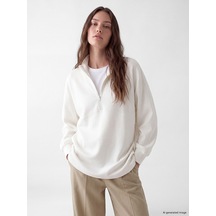 Lcw Modest Beyaz Dik Yaka Soft Touch Kadın Sweatshirt Tunik