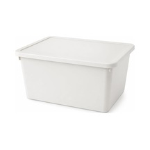 20 Litre Kapaklı Plastik Depolama Kutusu Organizer Kutu Çok Amaçlı Düzenleyici Saklama Kutusu E Beyaz