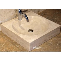 Traverten Oval Dizayn Kare Lavabo