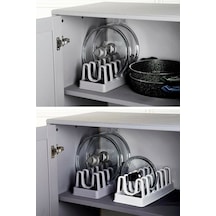 Tencere Kapağı Organizer - 6 Bölmeli Mutfak Dolap İçi Kapak & Tabak Düzenleyici Plastik 35 X 15 Beya Diğer