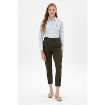 U.S. Polo Assn. Kadın Haki Carrot High Waist Fit Kanvas Pantolon 50318108-VR027