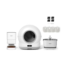 Xenon Smart Akıllı Otomatik Kamerasız Kedi Tuvaleti Paslanmaz Çelik Kaseli Mama Kabı Akıllı Bataryalı Su Pınarı Ve Filtre 4'lü Pet Seti