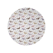 Dachshund Desenli Yuvarlak Polar Battaniye, Yumuşak & Hafif, 60 İnç-a6 Dachshund Floral White