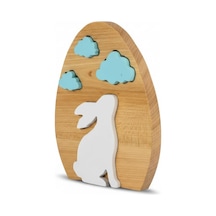 Simdale Wood Ahşap Tavşan Ve Mavi Bulutlar - Montessori Bebek Odası Raf Dekoru & Oyuncak