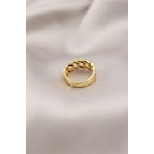 Ezoconcept Gold Renk Metal Zincir Model Taşlı Kadın Yüzük Çok Renkli