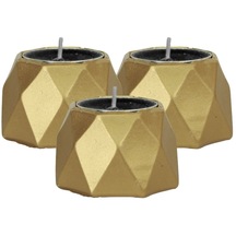 Şamdan Dekoratif Mumluk Şamdan Set 3 Lü Üçlü Tealight Uyumlu Poly 1 Model - Altın