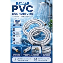 Gri Paslanmaz Kopmaz Patlamaz Kaliteli Pvc Duş Hortumu Tüm Duş Setleri Ileuyumlu - 150cm 2 Adet Çok Renkli