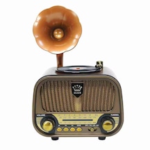 Ultratekno Md-1319bt Nostaljik Gramofon Görünümlü Fm Radyo Retro Ahşap Bluetooth Hoparlör