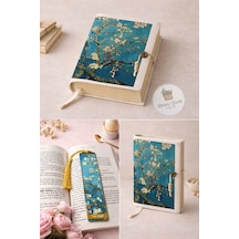 Kitap Kılıfı Ve Metal Kitap Ayracı Seti Van Gogh Badem Çiçekleri