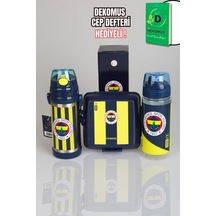 "dekomus Cep Defteri Hediyeli" Lisanslı Fenerbahçe 3'lü Beslenme Seti 500 Ml Çelik Ve Trıtan Matara İle Beslenme Kabı Seti 1907 Ahşap