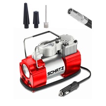 Schatz 12v 150 Psi Işıklı Bakır Sargılı Çakmaklık Girişli Mini Hava Kompresörü 35l Kırmızı