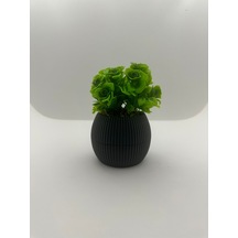 Gri Saksıda Yapay Çiçek Yeşil Gül Demeti Dekoratif Mutfak Banyo Masa Çiçeği 18 Cm - Grisaksı