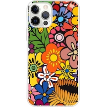 Apple Uyumlu iPhone 12 Pro Max İle 1mm Slim Fit Retro Renkler 2 Baskılı Şeffaf Kılıf Şeffaf