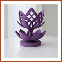Bezos 3d Baskı Lotus Çiçeği Mumluk - Dekoratif Tealight Mumluk-mor Pro
