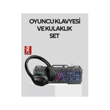 Set Işıklı Klavye Mouse + Bluetooth 5.2 Kulaklık Paketi - Hs08378296-1472 Renkli