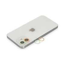 Apple İphone 12 Mini Uyumlu Renkli Kamera Lens Koruma Cam - Turuncu-yeşil