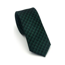 Gaffy Siyah Küp Desenli Yeşil Dokuma Kumaş Mendilli Slim Fit Kravat // Sdk-2605-8 Yeşil