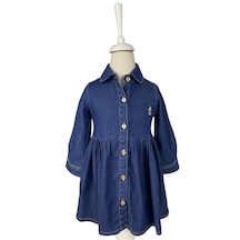 Kız Bebek Kot Elbise-13889-336 Mavi - Lacivert