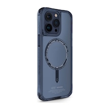 Apple Uyumlu iPhone 15 Pro Max Kılıf Skinarma Airbag Tasarımlı Magsafe Şarj Özellikli Saido Kapak Mavi