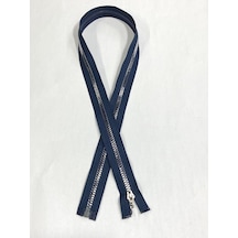 Açık Lacivert / Metalik Görünümlü Plastik Diş / Kaban Mont Fermuarı / 80 Cm