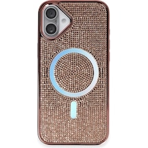 Newface - 594 - Apple iPhone Uyumlu 16 Plus Kılıf Diamond Magsafe Kapak - Csmo-tex - - Pembe