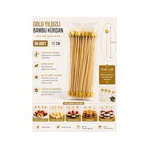 Gold Yıldızlı Bambu Kürdan 12 Cm 50 Adet - 913958677