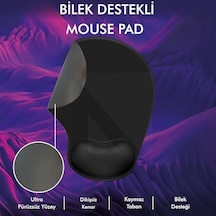 Mp01 - Elips Bilek Destekli Mouse Pad Konforlu, Kaymaz Taban, Ergonomik, Yumuşak, Ev,ofis Siyah