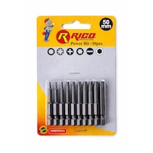 Rico Torx Bits Uç Seti 50 Mm Metal Malzemeden 10 Parça Yüksek Dayanıklılık İle Profesyonel Kullanım