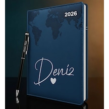 Bk Gift Kişiye Özel İsimli Termo Sert Kapak 2026 Lacivert Ajanda & Kalem -13, Öğretmenler Günü Hediyesi, Yeni İş Hediyesi 35331 Bk Gift Renkli