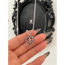 Gothic Cross Heart Kolye Gümüş