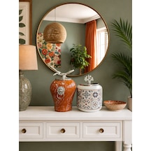 Dekoratif - Kahverengi Mermer Şah Ceramic Oval Gümüş