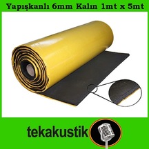 Yapışkanlı Oto Ses Yalıtım Kauçuk Köpüğü 6Mm 1Mt X5Mt