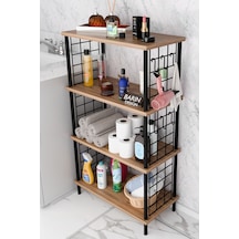 Çevir Kur Kolay Kurulum 4 Katlı Banyo Rafı Metal Telli Çok Amaçlı Organizer Dolap Stand Raf Atlantik Çam