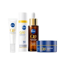 Q10 Spf50 Güneş Koruyucu Yüz Bakım Kremi 40ml, Kırışıklık Karşıtı Serum 30ml,göz Kremi Ve Gece Kremi 0