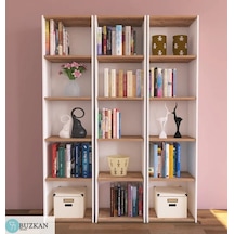 %100 mdf Beyaz-Atlantik Çam 3'lü Kitaplık