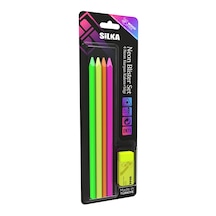 Tetra Blister Set 4 Neon Kurşun Kalem-1 Silgi