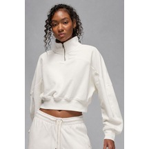 Nike Jordan Fleece Essential Çeyrek Fermuarlı Kadın Dik Yaka Sweatshirt Beyaz