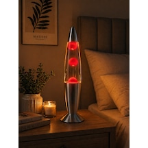 Lav Lambası Büyük Boy 41 Cm Kırmızı Atmosfer Işığı, Dekoratif Gece Lambası, Konsept Lamba Aydınlatma