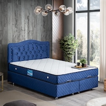 Setaymobilya Baza, Şah Lacivert Çift Kişilik Baza + Başlık + Deluxe Yatak