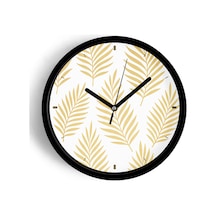 Yaprak Desenli Bohem Modern Duvar Saati - 30cm - Önü Camlı Siyah Kasa - Sessiz Mekanizma-jh0636 Siyah