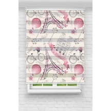 Perdeoutlet38 Enxboy Pembe Eyfell Dijital Baskılı Zebra Perde-cocuk Odası-stor Perde Renkli