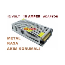 12 Volt 10 Amper Metal Kasa Akım Korumalı Adaptör Şarj Çevirici